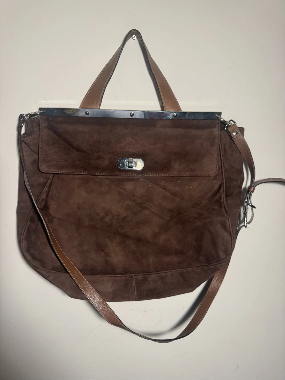Marni Brown Suede Top handle bag
